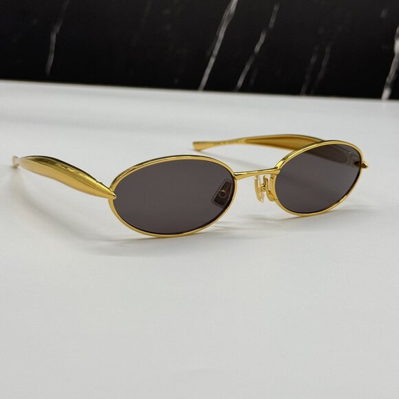 NEW BOTTEGA VENETA SUNGLASSES GOLD WOMEN OVAL EYEWEAR BOTTEGA VENETA BV1386S 001